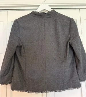 Ann Taylor grey boucle open blazer jacket 10 petite thumbnail 5