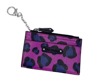 Vera Bradley Purple Leopard Spot Wallet Slim Coin Purse Keychain Faux Leather thumbnail 1