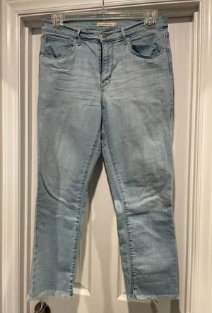 Levi's 724 Distressed Raw Hem Cropped Jeans thumbnail 1
