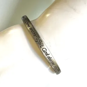 Silver tone inspirational religious bangle bracelet thumbnail 5