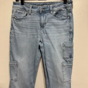 American Eagle Jeans Mid Rise Kick Boot Stretch Cargo Pockets Womens 8 L 30x33.5 thumbnail 2