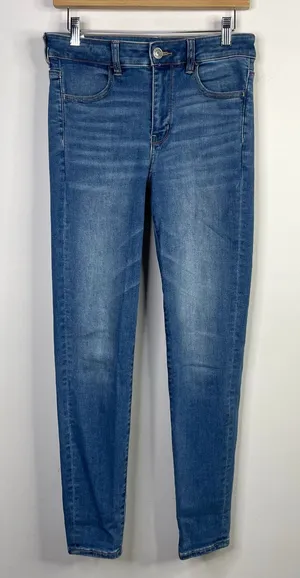 American Eagle Hi Rise Jegging Jeans Next Level Stretch Slim Skinny Ankle 8 thumbnail 1
