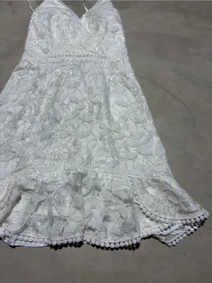 Saints + secrets White Lace Spaghetti-Strap Mini Dress medium bridal thumbnail 5