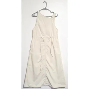 Zara Asymmetric Nylon Midi Dress Ecru White Size Small thumbnail 2