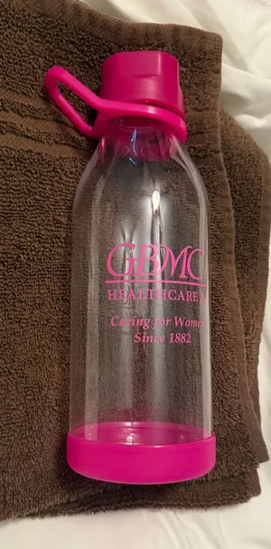 Pink Water Bottle - Clear with colored accents / handle thumbnail 1