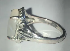 Elegant Silver Tone Boho Ring with Opalescent Stone thumbnail 6