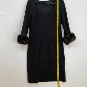 Jessica Howard Black Sheath Dress Removable Faux Fur Cuffs Size 10 Cocktail thumbnail 10