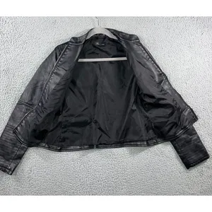 Baccini Faux Leather Jacket Women‎ Medium Petite Motorcycle thumbnail 4
