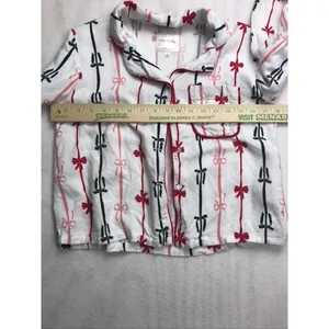 Sage & Sky Womens White Red Black‎ Bow Ribbon Pajama Set Size S Long Sleeve Crop thumbnail 3