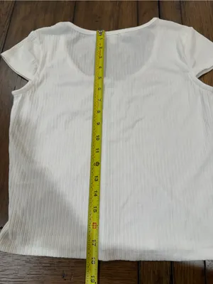 Gianni Bini White Ribbed Scoop Neck Short Sleeve Tee M thumbnail 5