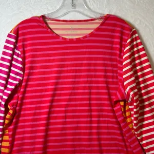 Lands End Womens Large 14-16 Long Sleeve Swim Top Rash Guard Pink‎ Red Orange thumbnail 3