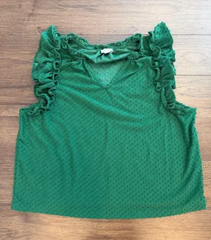 J. Crew Ruffled Dot Texture Sleeveless Top - Green Size XL - C58-026 thumbnail 1