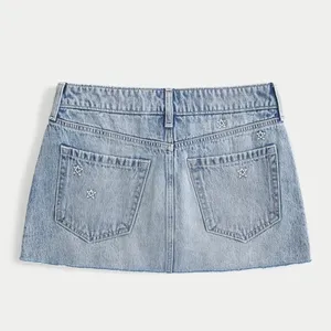 Hollister Low-Rise Star Embroidered Denim Mini Skort NWT thumbnail 2