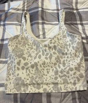 lululemon athletica align Neutral Gray & Cream Animal Print Crop Top thumbnail 1