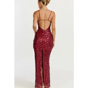 Showpo Backless Maxi Dress Sequins Blaze Size US4 Red thumbnail 6