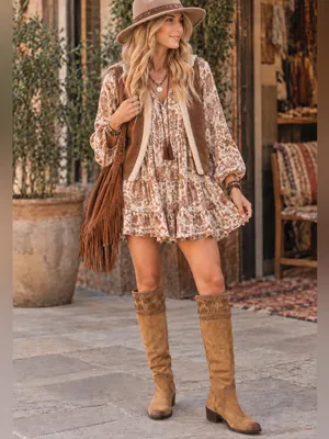 Nurture Tall Suede Boots with Paisley Tooled Detailing NEW 10 boho style paisley thumbnail 2