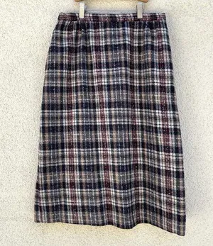 Vintage Brown Wool Plaid Pencil Skirt Madison 14 thumbnail 1