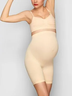 NWOT SKIMS Maternity Sculpting Short Mid Thigh Beige Light Tan Size S/M thumbnail 1
