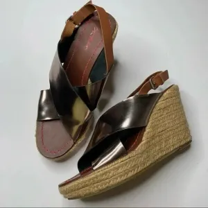 Boden Platinum Espadrille Wedge Sandals Size 40 Silver thumbnail 1