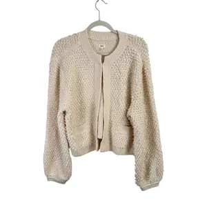 Aerie Chelsea Jacket Cream Boucle Balloon Sleeve Popcorn Yarn‎ Womens Large thumbnail 3