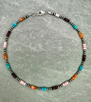 Handmade 15” Navajo Style Sterling Silver Pearls Choker thumbnail 3