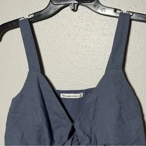 Abercrombie & Fitch‎ Women's Navy Linen Tie-Front Crop Top Size S thumbnail 4