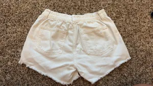 Aerie White Jean Shorts Elastic Waist thumbnail 2