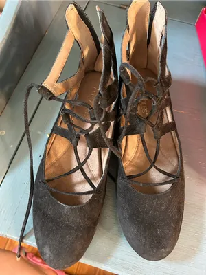 AEROSOLES Black Suede Lace-Up Flats | Women’s Size 7.5 thumbnail 6