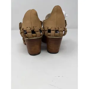 Freebird Poisn Huarache Bootie Sandals Tan Leather Woven Block Heel Womens 9 thumbnail 4