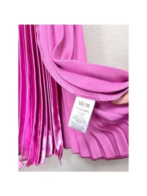 NWT AiiFOS Vera Pleated Metallic Gown 8 Pink Magenta Plisse Ruched Slit Formal thumbnail 9