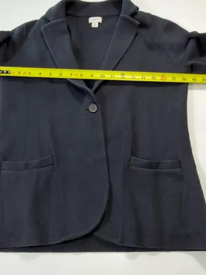 J. Crew 100% Cotton Black Knit Blazer-Style Cardigan Size Small thumbnail 4