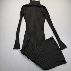 Reformation Black Ribbed Cutout Mock Neck Maxi Dress Size Medium M Long Slv‎ thumbnail 10