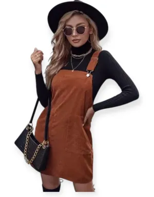SheIn Double Pocket Corduroy Overall Dress thumbnail 1