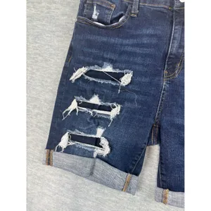 Judy Blue Distressed Denim Shorts Dark Wash Cuffed Bermuda XL thumbnail 3