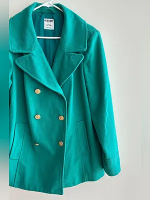 Old Navy Double Breasted Classic Wool Blend Pea Coat, Teal - Blue/Green, Size XL thumbnail 3