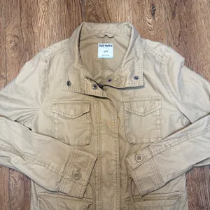 Old Navy Tan Utility Jacket Military Style Pockets 100%‎ Cotton Womens Small thumbnail 2
