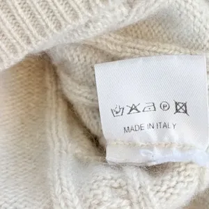 Isaia Napoli Cream 100% Cashmere Cable Knit V-Neck Sweater Made in Italy Size M thumbnail 8