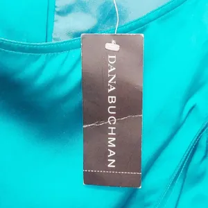 NWT Dana Buchman Faux Silk Turquoise Teal Blue Button Crop Tank Blouse Top 12 thumbnail 6