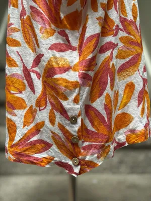 Cynthia Rowley Linen Boxy Floral Blouse Pink Coastal Beach Vacation Women’s XL‎ thumbnail 4