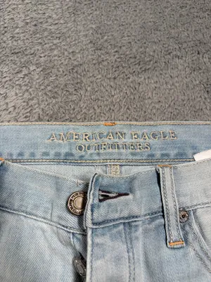 American Eagle vintage hi-rise festival Light Blue Distressed Denim Shorts 8 thumbnail 4