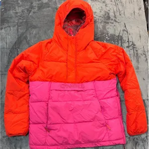 O'Neill Puffer Anorak Jacket Womens Orange Pink Colorblock Originals Medium thumbnail 1