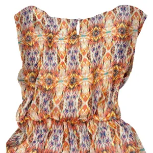 As You Wish Shift Dress Womens L Orange Abstract Print Chiffon Lined Cap Sleeve thumbnail 10