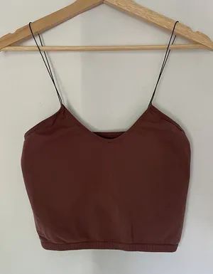 Intimately Free People purple mauve cropped top athletic‎ bra spaghetti straps thumbnail 1