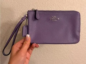 Purple Double Pocket Coach Wristlet thumbnail 1