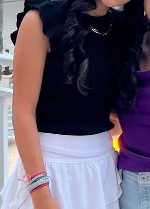 Indigo Black Ruffle Sleeveless Top thumbnail 1