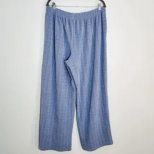 Offline by Aerie Light Blue Cable Knit Wide Leg Lounge Pants Size XL Long thumbnail 4