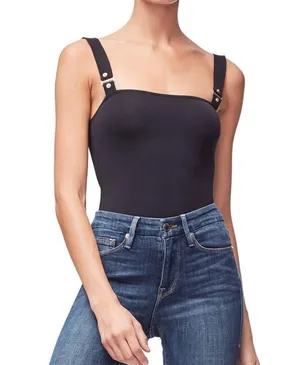 Good American Utility Tank Bodysuit – Olive, Size 1 Adjustable Straps | Gold thumbnail 2