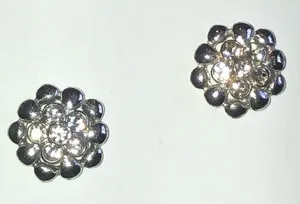 Elegant Silver Tone Rhinestone Flower Stud Earrings thumbnail 1