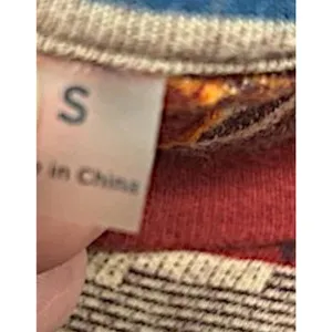 Womens Southwestern Aztec Print Long Sleeve Crew Neck Top Burgundy‎ Orange Small thumbnail 2