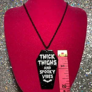 Handmade Thick Thighs and Spooky Vibes Necklace Gothic Jewelry Halloween witchy emo goth thumbnail 2